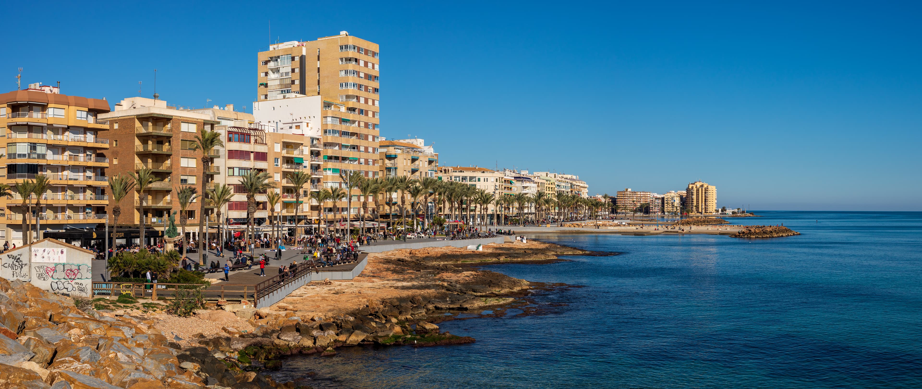 Torrevieja coastline seen from the Dique de Levante